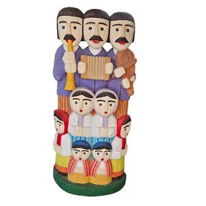 Vintage Polish Folk Art Carved Wood Carolers Playing Music‎ Wiktor Torun 13"